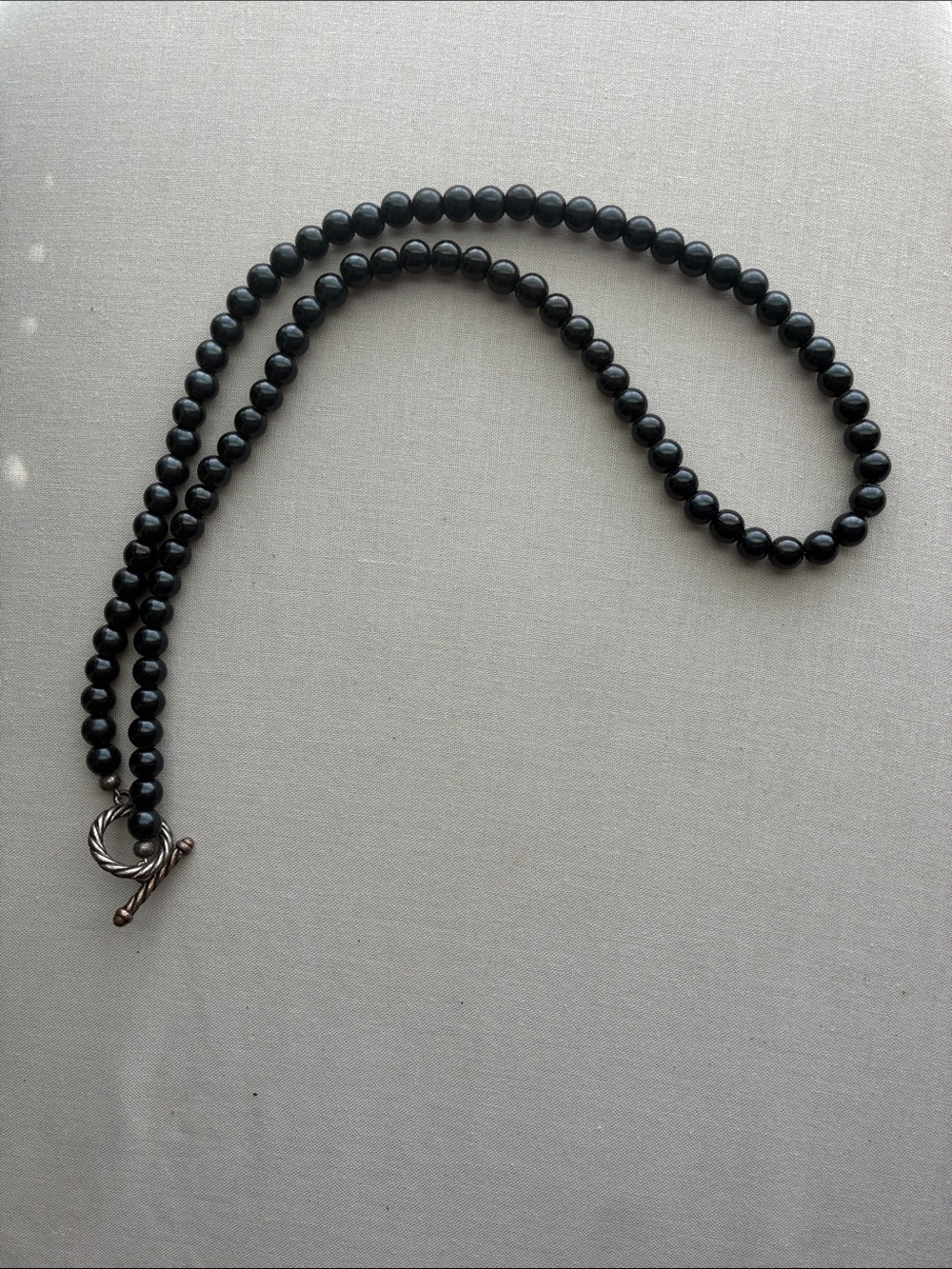 Women's Black Beaded Necklace with Toggle Clasp